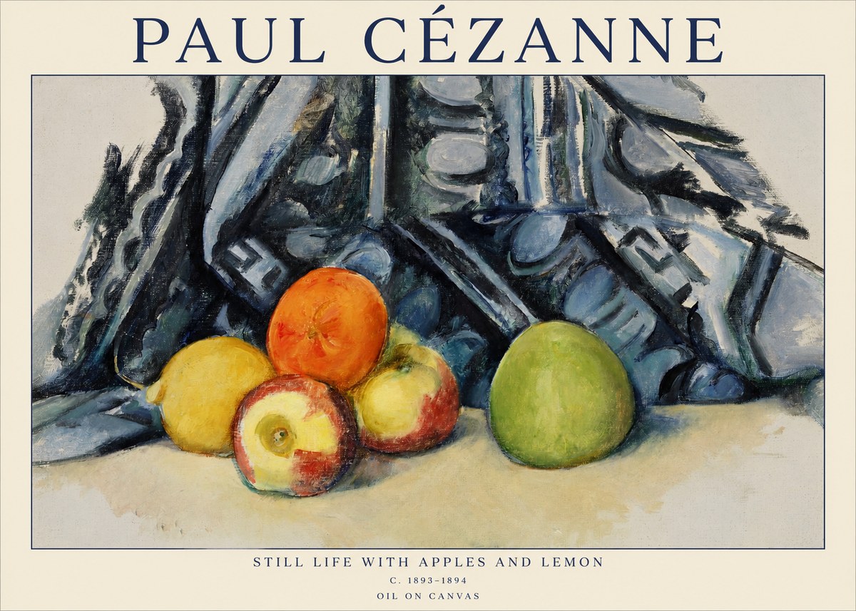 Paul Cézanne Still Life with Apples and Lemon No1 - Affiche