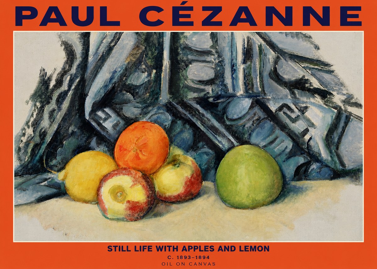 Paul Cézanne Still Life with Apples and Lemon No2 - Affiche