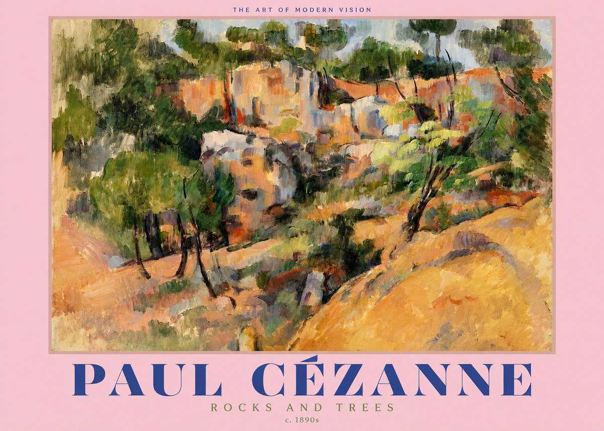 Paul Cézanne Rocks and Trees III No2 - Affiche