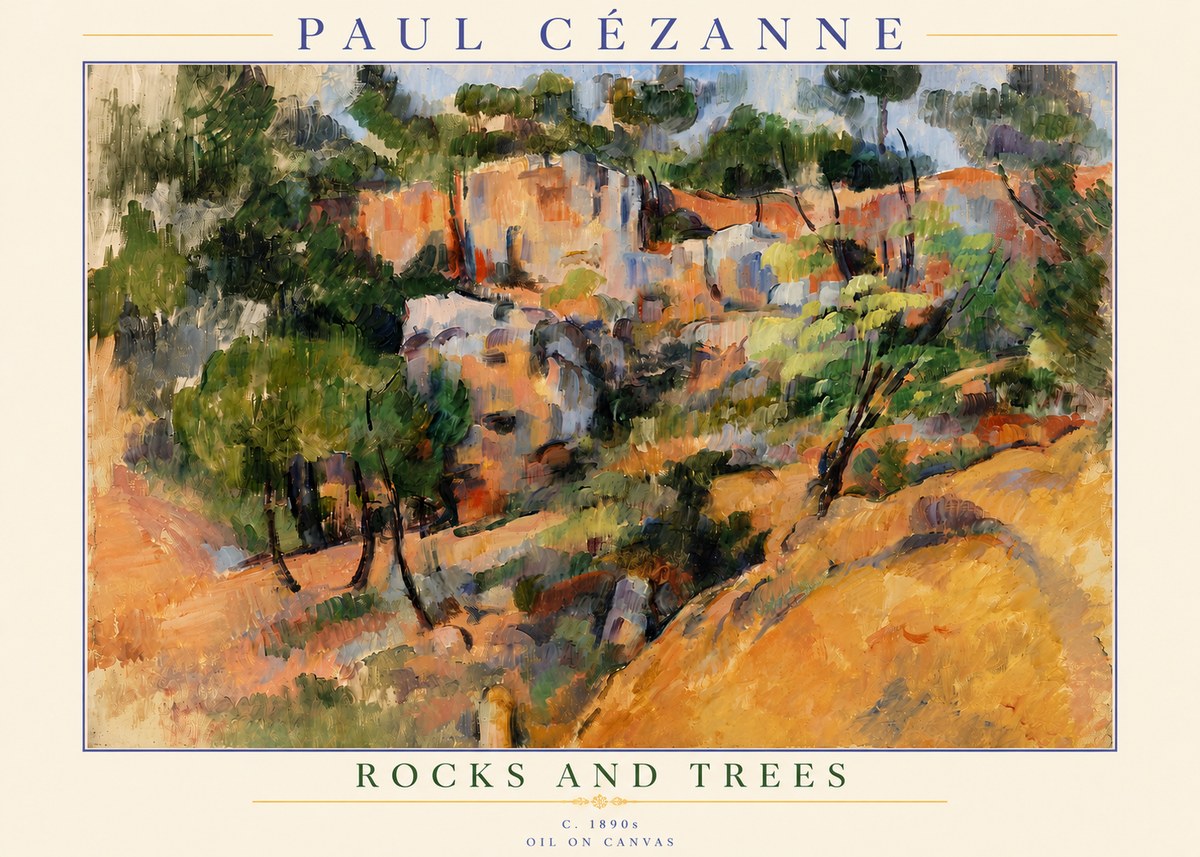 Paul Cézanne Rocks and Trees III No5 - Affiche