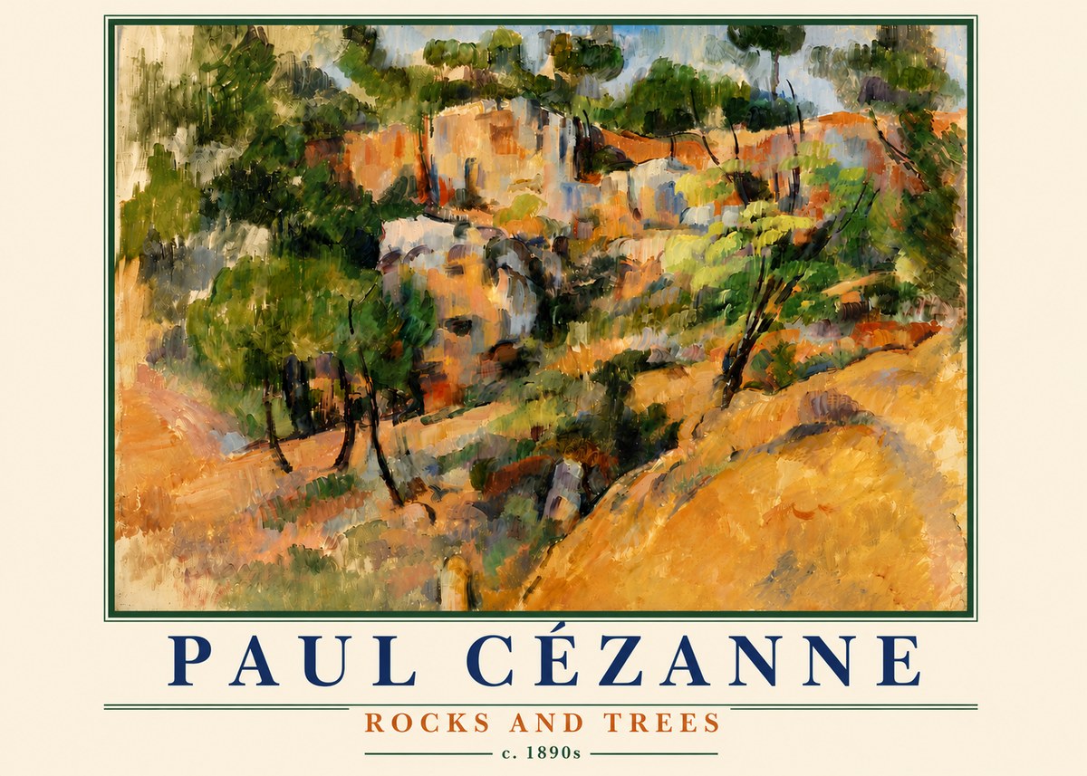 Paul Cézanne Rocks and Trees III No6 - Affiche