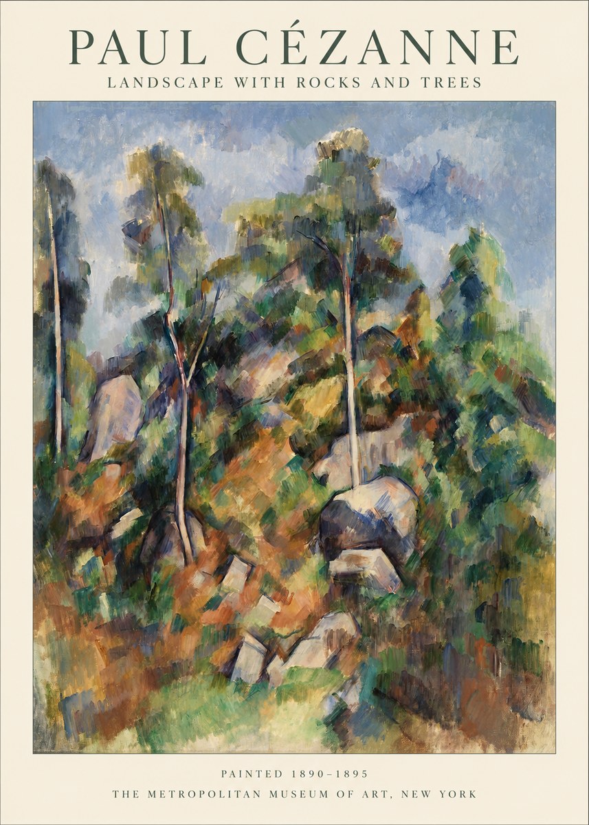 Paul Cézanne Landscape with Rocks and Trees No1 - Affiche