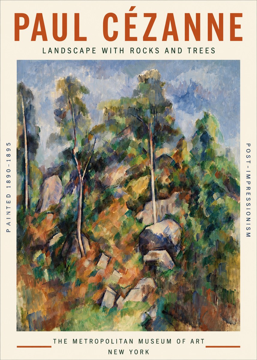 Paul Cézanne Landscape with Rocks and Trees No3 - Affiche