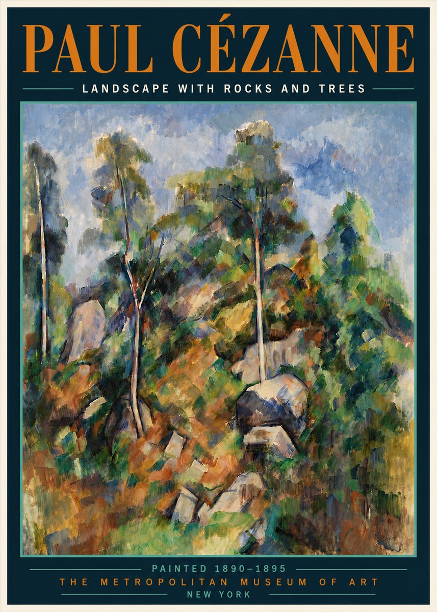 Paul Cézanne Landscape with Rocks and Trees No6 - Affiche