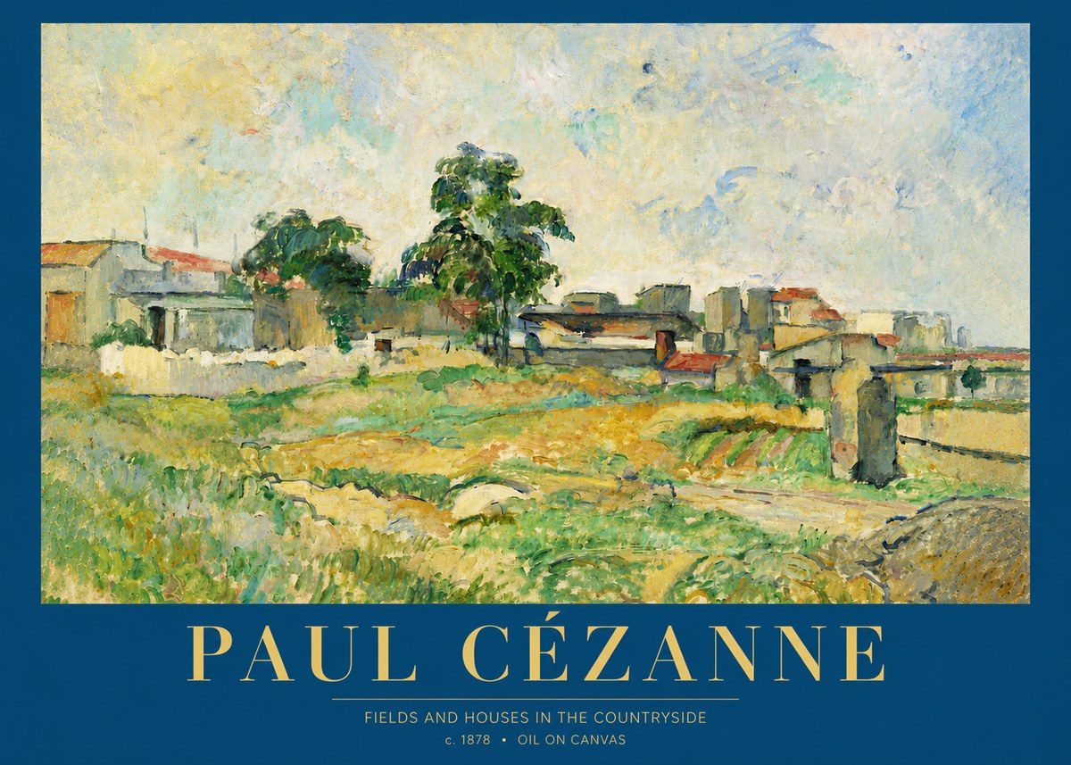 Paul Cézanne Fields and Houses in the Countryside No4 - Affiche