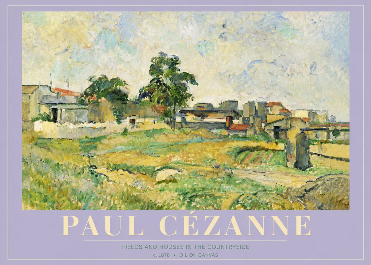 Paul Cézanne Fields and Houses in the Countryside No5 - Affiche