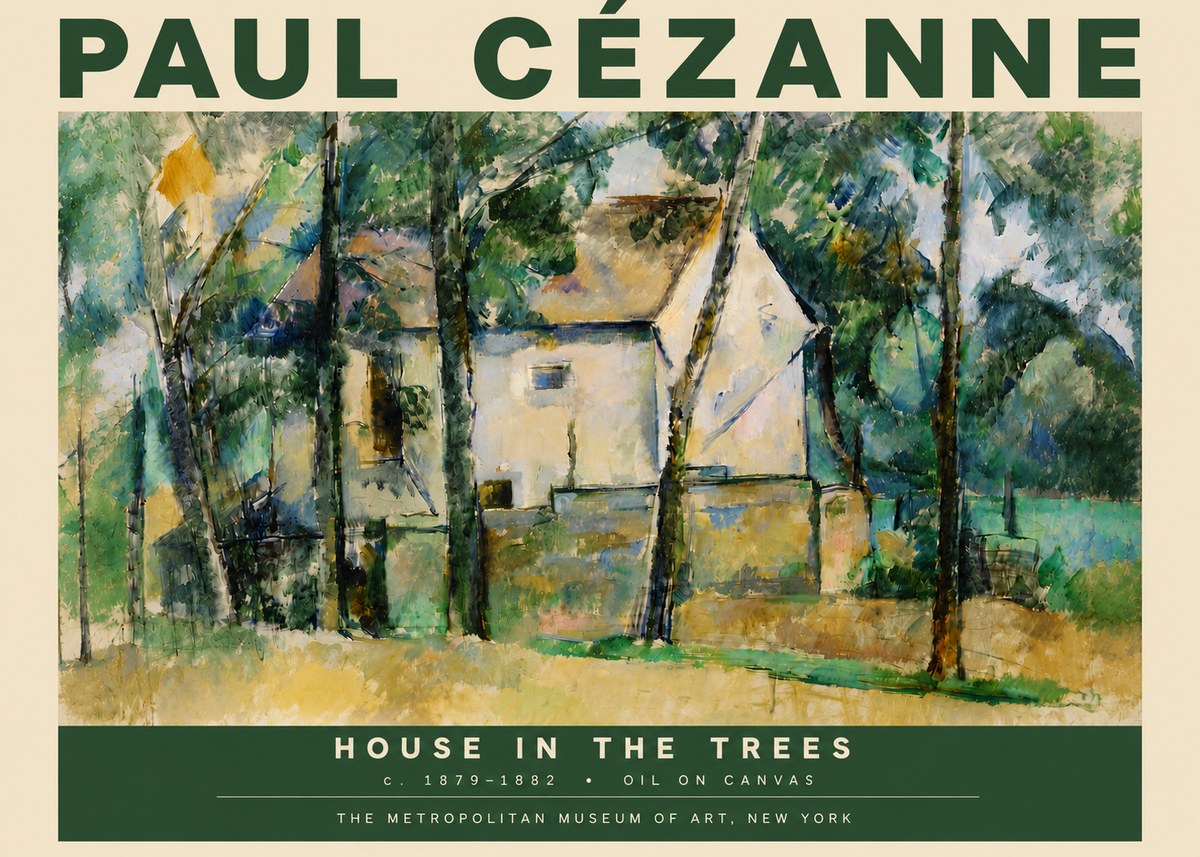 Paul Cézanne House in the Trees No4 - Affiche