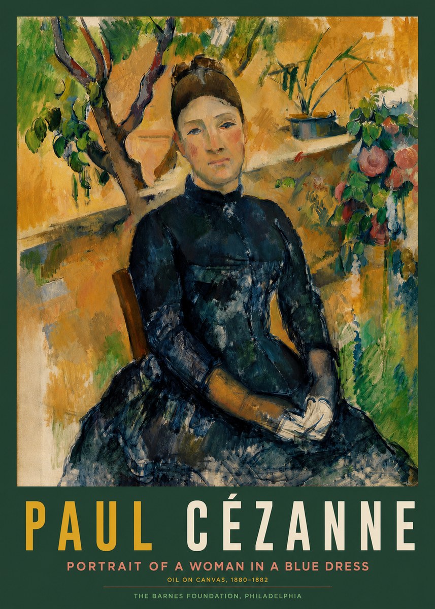 Paul Cézanne Portrait of a Woman in a Blue Dress No2 - Affiche