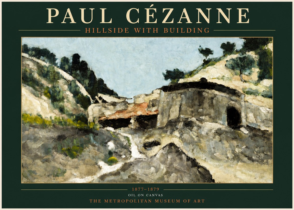 Paul Cézanne Hillside with Building No3 - Affiche