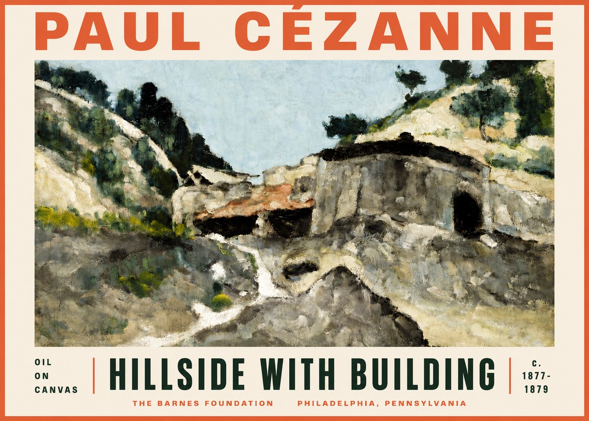 Paul Cézanne Hillside with Building No5 - Affiche