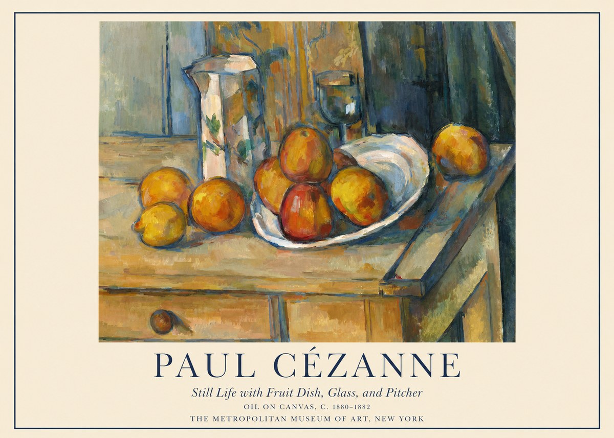 Paul Cézanne Still Life with Fruit Dish, Glass, and Pitcher No1 - Affiche