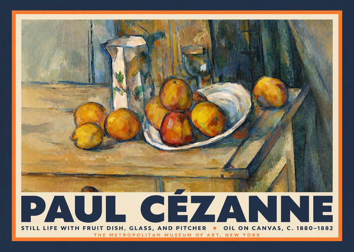 Paul Cézanne Still Life with Fruit Dish, Glass, and Pitcher No2 - Affiche