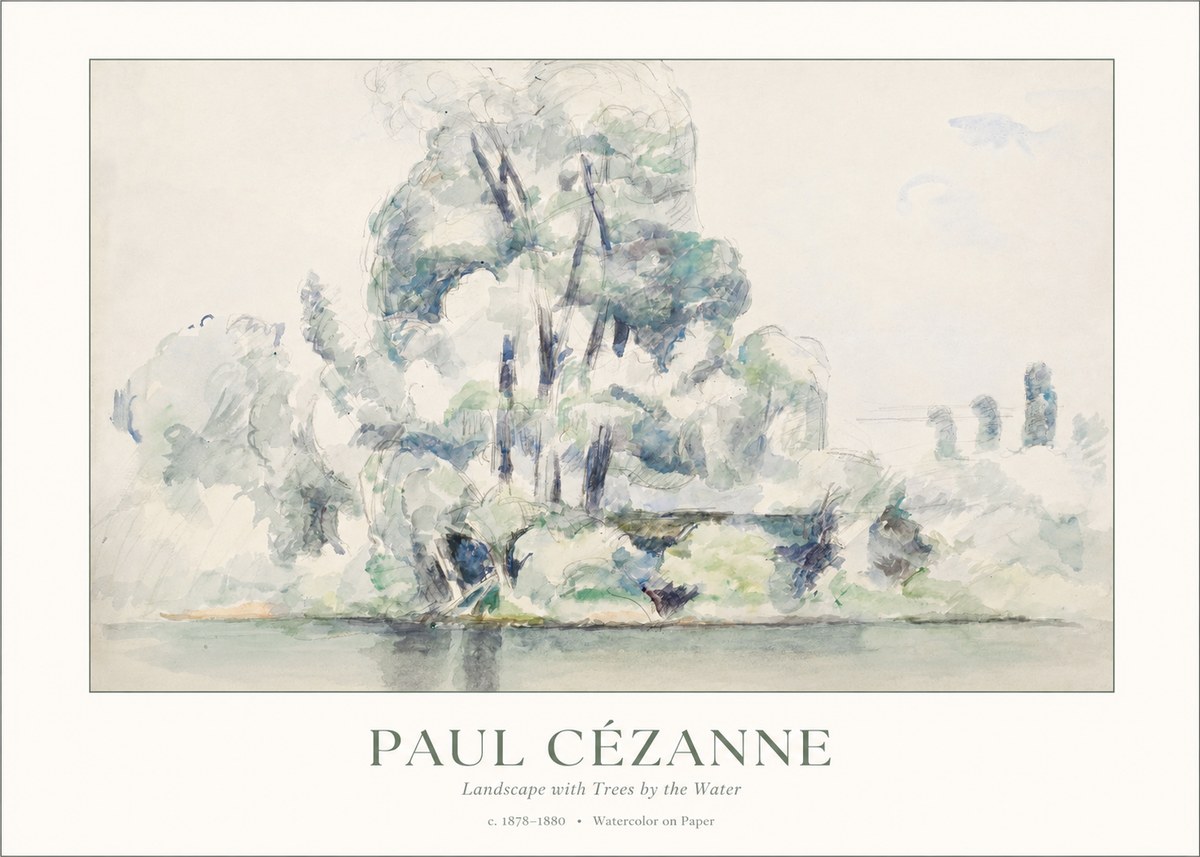 Paul Cézanne Landscape with Trees by the Water No1 - Affiche