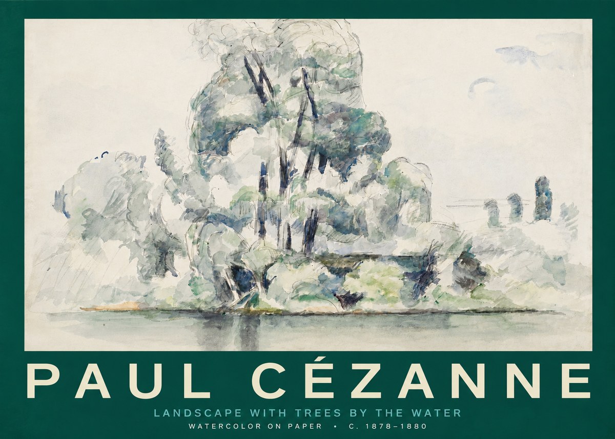 Paul Cézanne Landscape with Trees by the Water No2 - Affiche