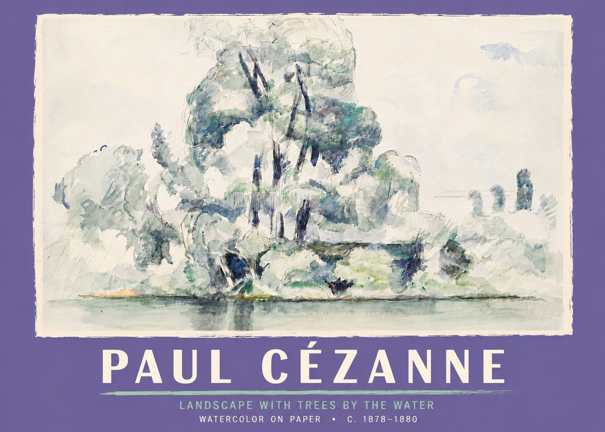 Paul Cézanne Landscape with Trees by the Water No5 - Affiche