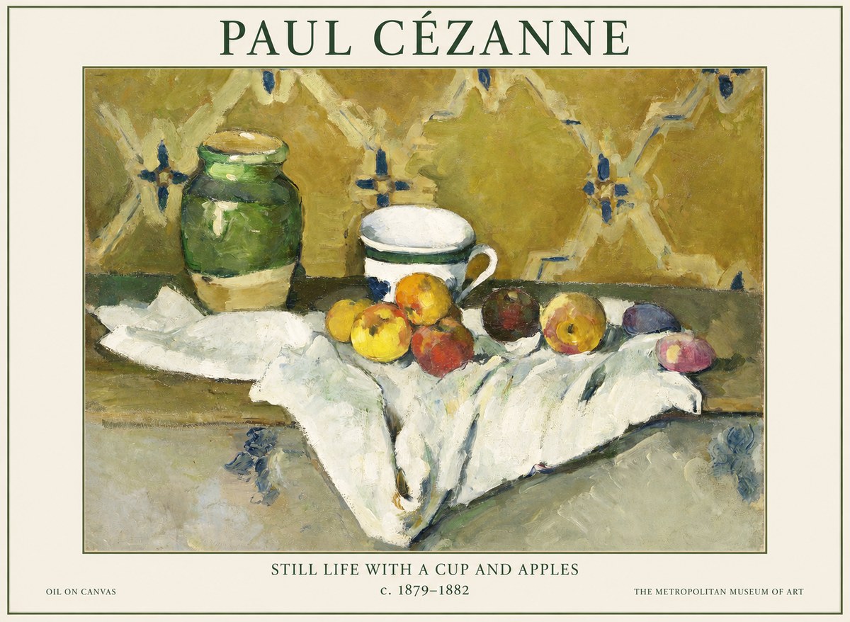 Paul Cézanne Still Life with a Cup and Apples No1 - Affiche