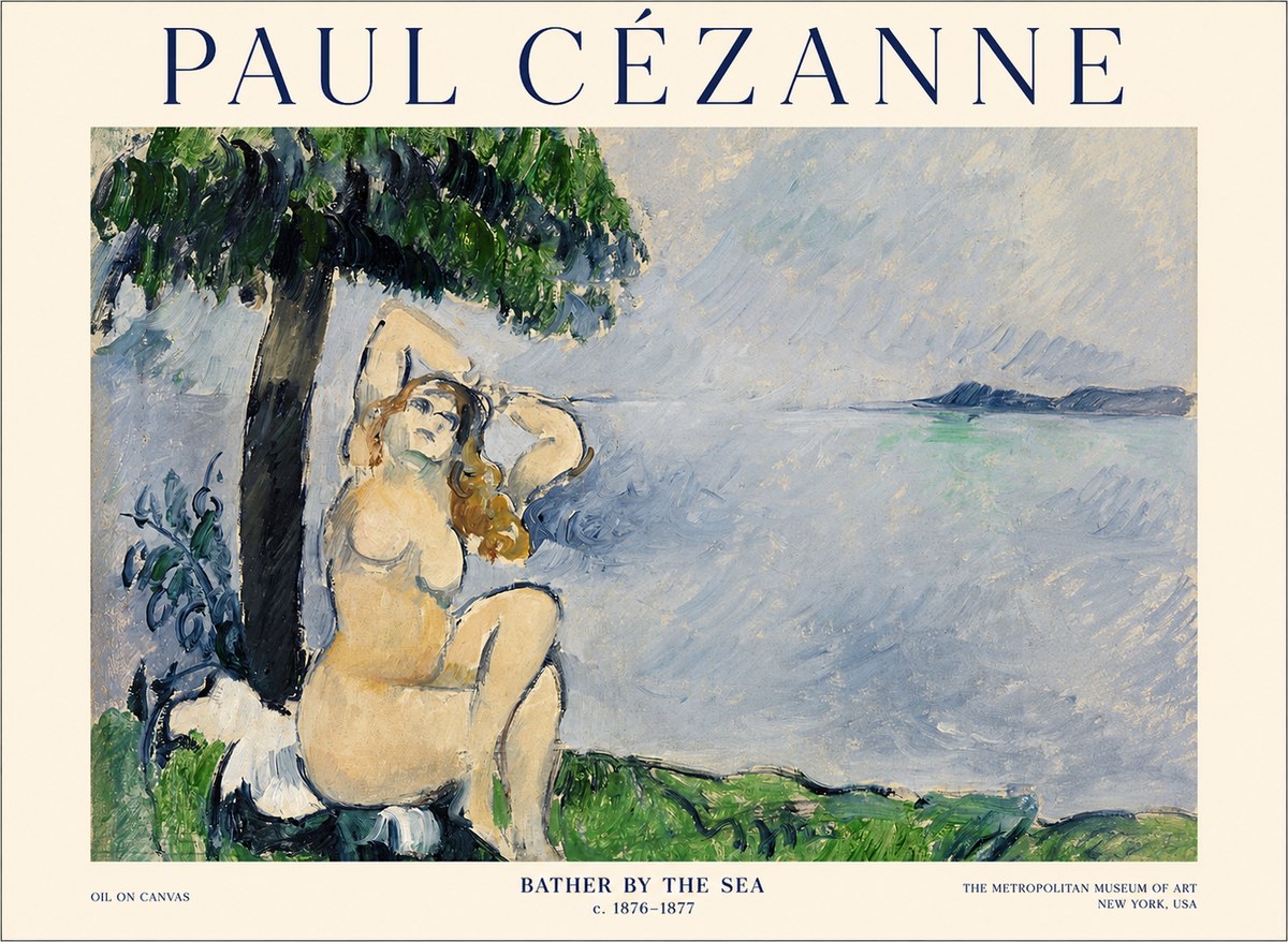 Paul Cézanne Bather by the Sea No1 - Affiche