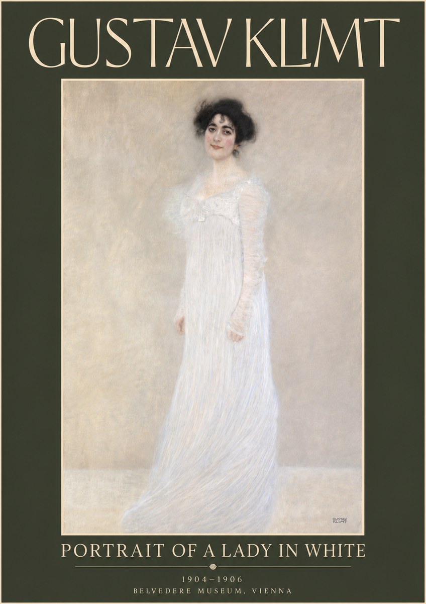 Klimt Portrait of a Lady in White No5 - Affiche