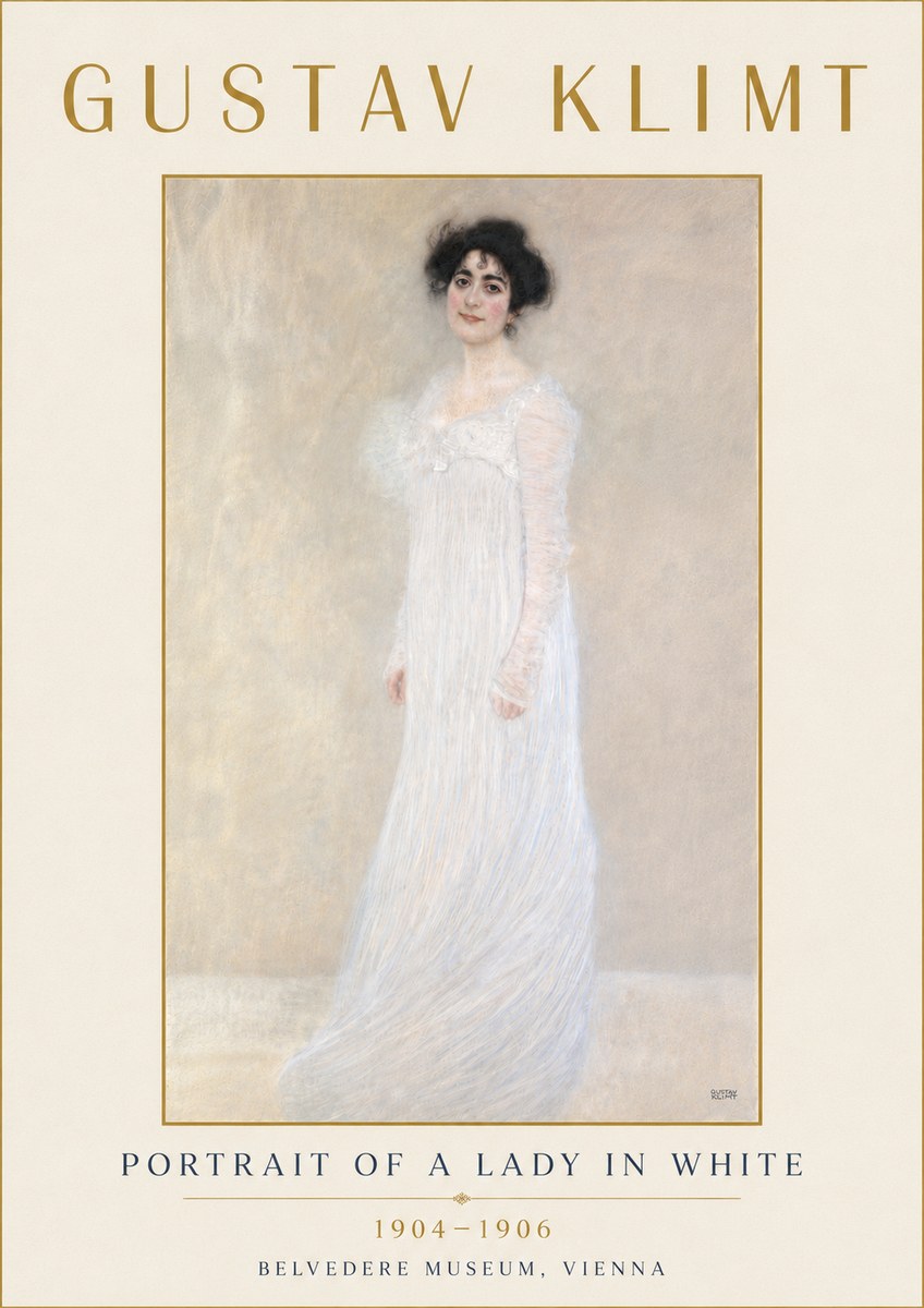 Klimt Portrait of a Lady in White No6 - Affiche