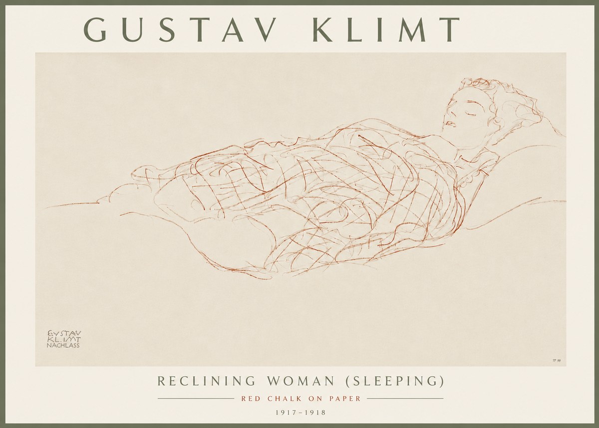 Klimt Reclining Woman (Sleeping) I No6 - Affiche