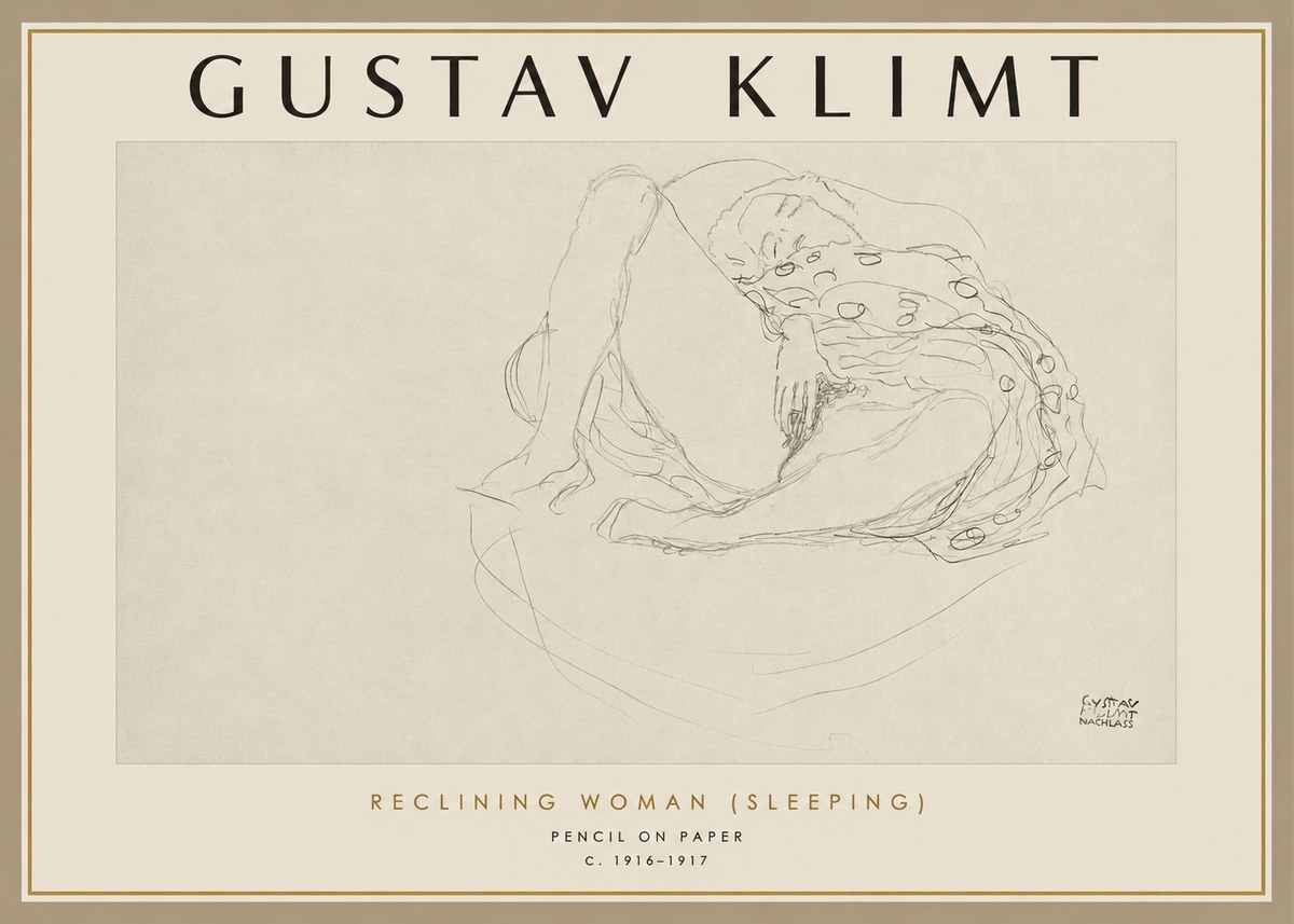 Klimt Reclining Woman (Sleeping) II No2 - Affiche