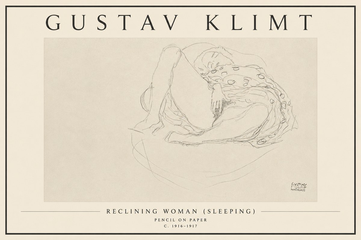 Klimt Reclining Woman (Sleeping) II No3 - Affiche