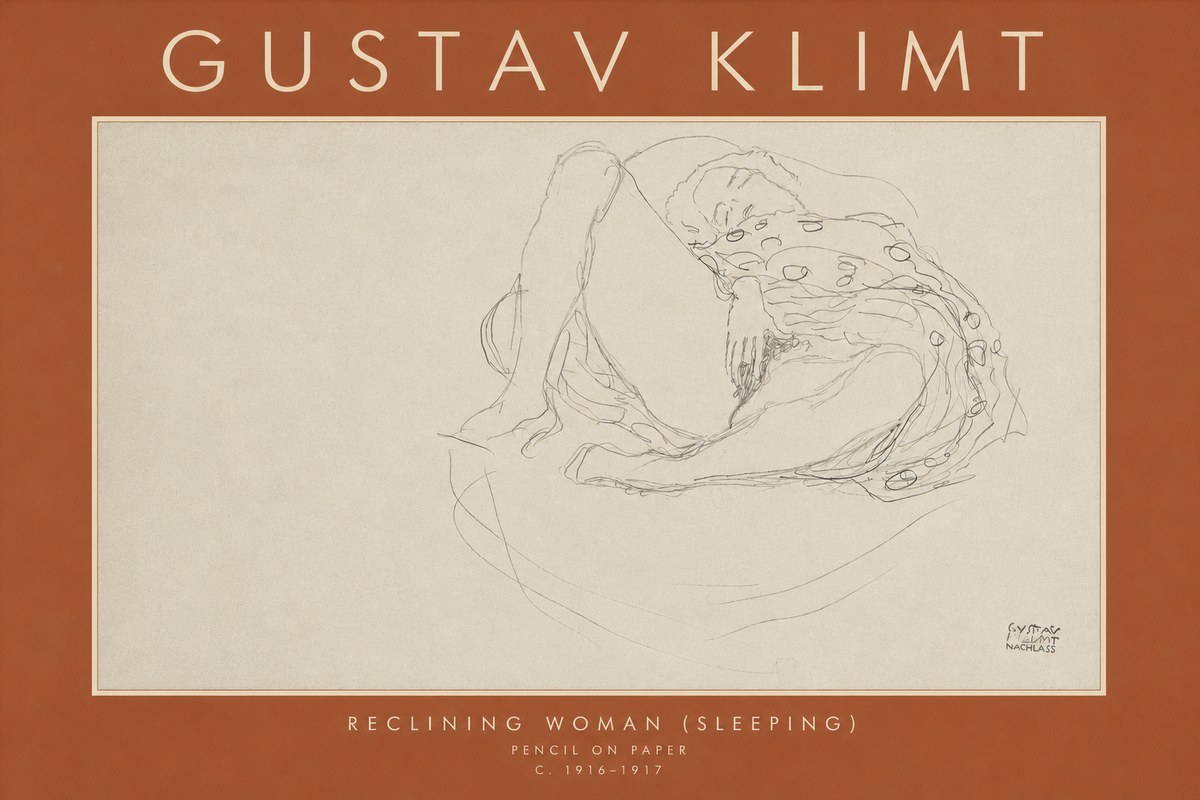 Klimt Reclining Woman (Sleeping) II No4 - Affiche