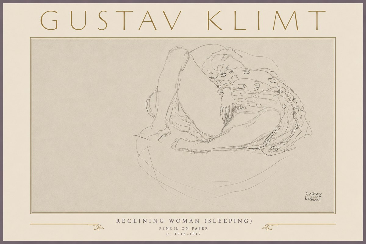 Klimt Reclining Woman (Sleeping) II No5 - Affiche