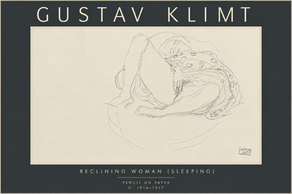 Klimt Reclining Woman (Sleeping) II No6 - Affiche