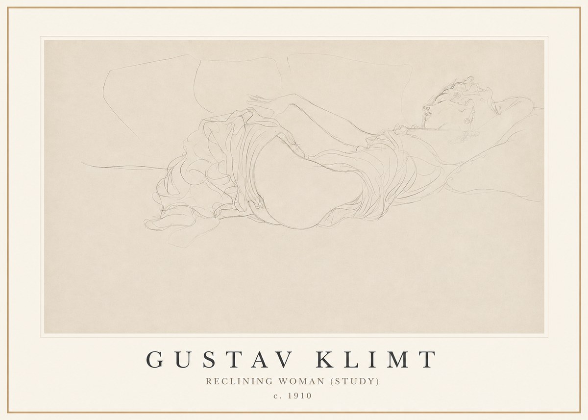 Klimt Reclining Woman (Study) No1 - Affiche