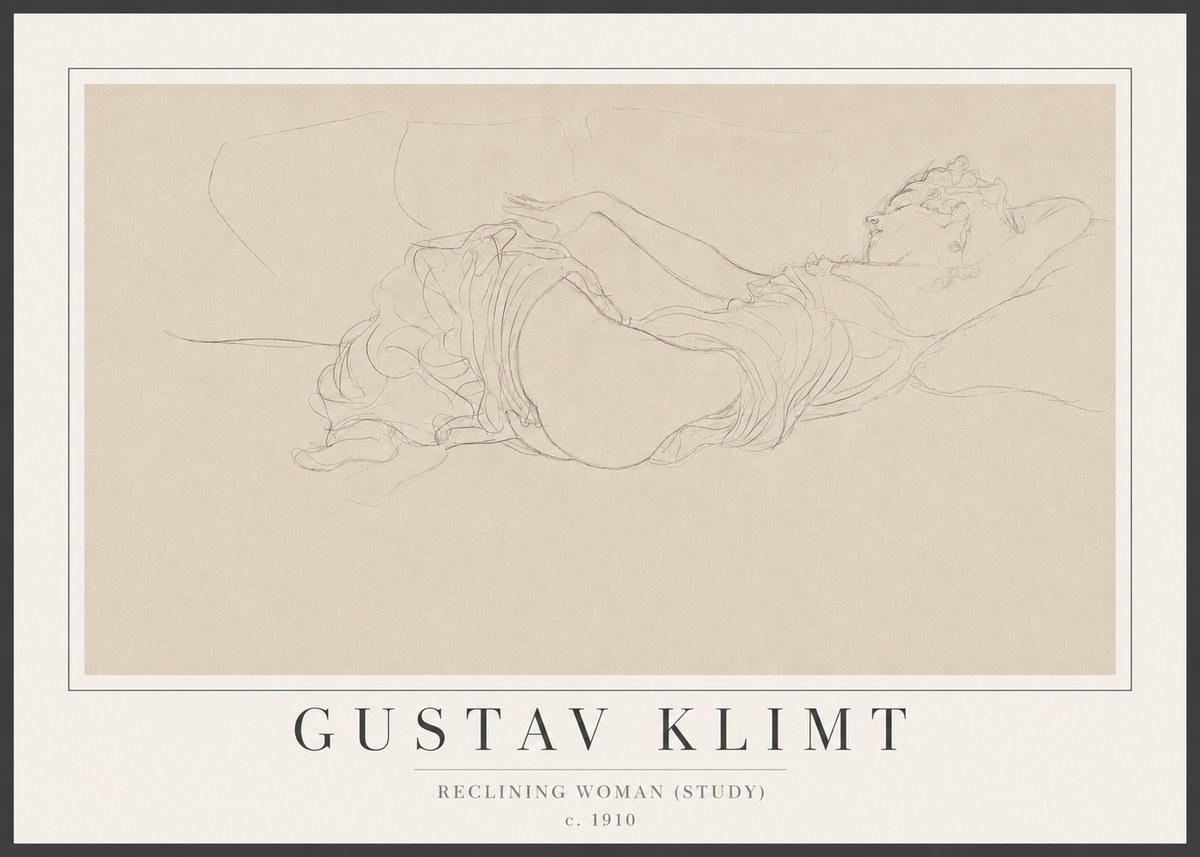 Klimt Reclining Woman (Study) No2 - Affiche