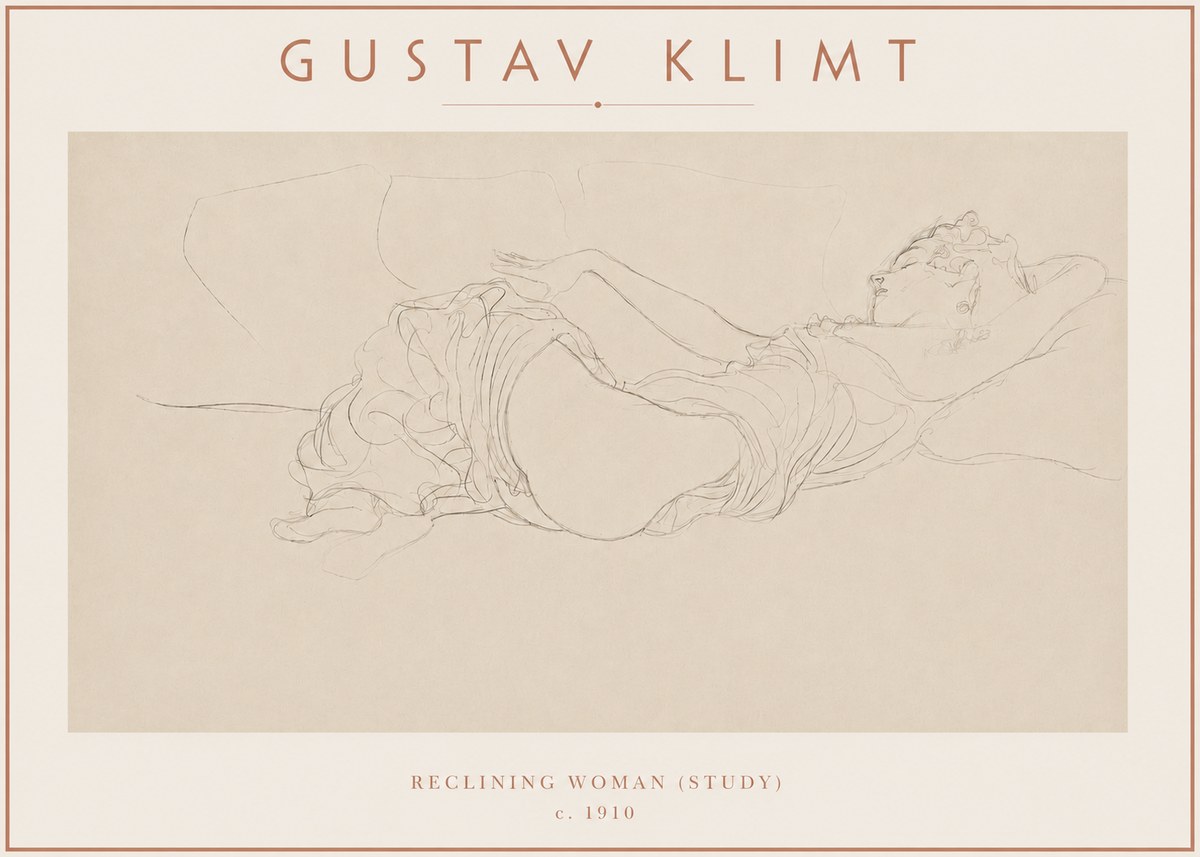 Klimt Reclining Woman (Study) No3 - Affiche