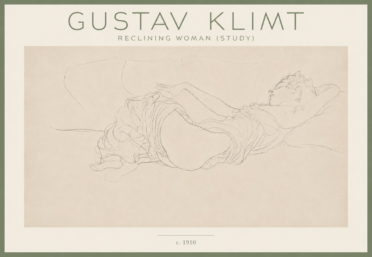 Klimt Reclining Woman (Study) No4 - Affiche