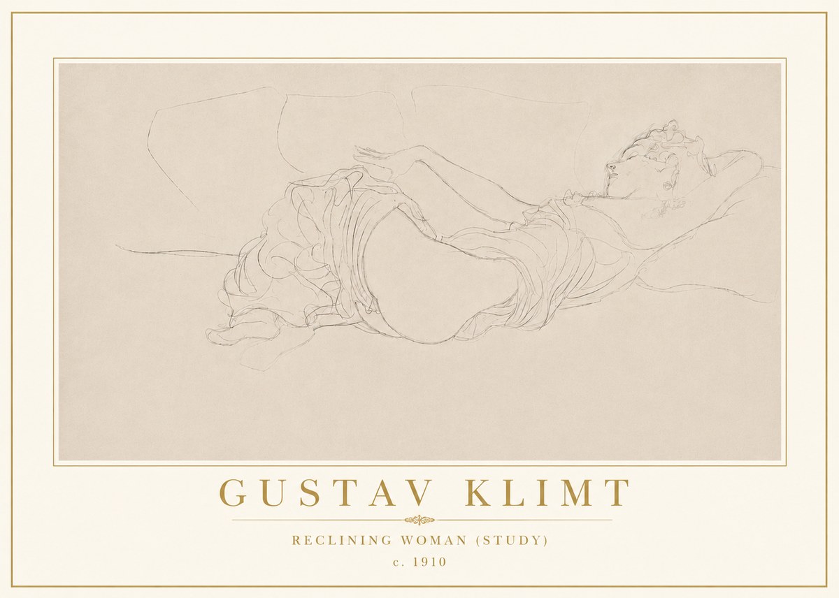 Klimt Reclining Woman (Study) No5 - Affiche
