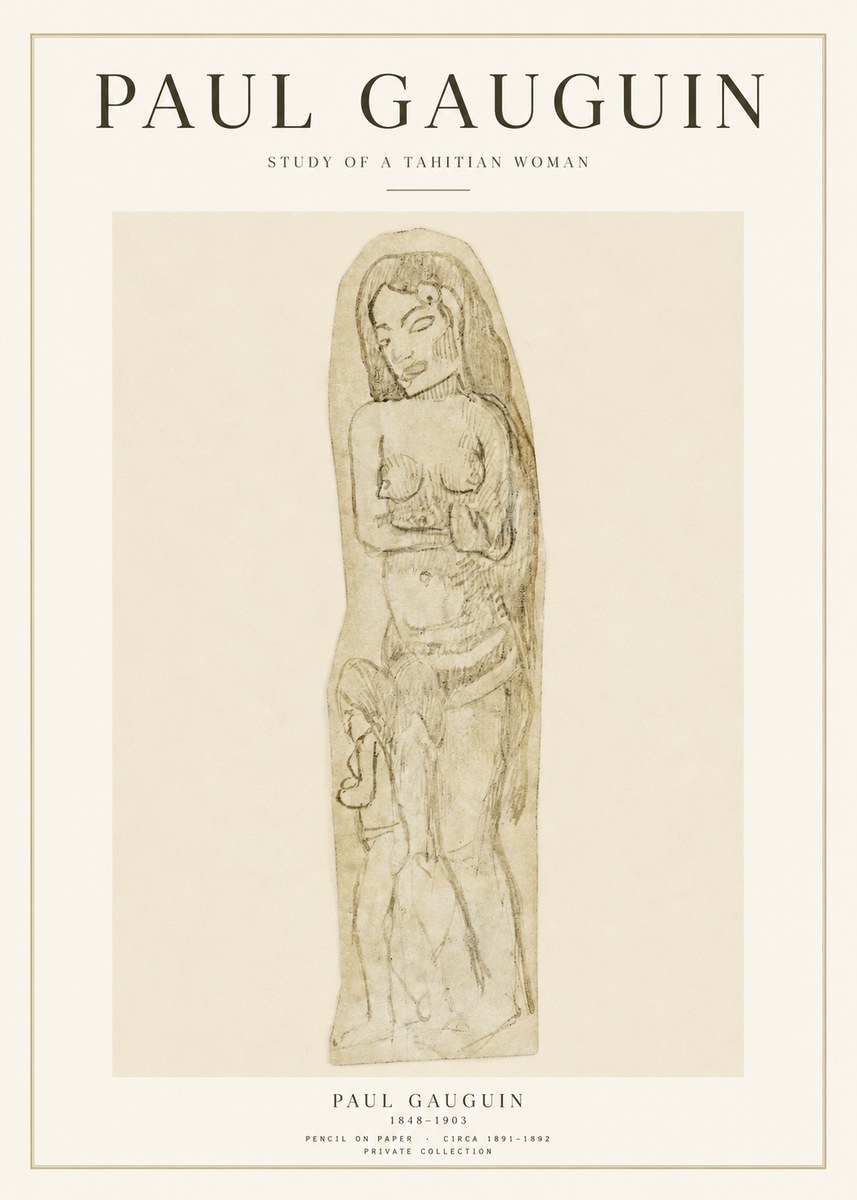 Paul Gauguin Study of a Tahitian Woman II No1 - Affiche