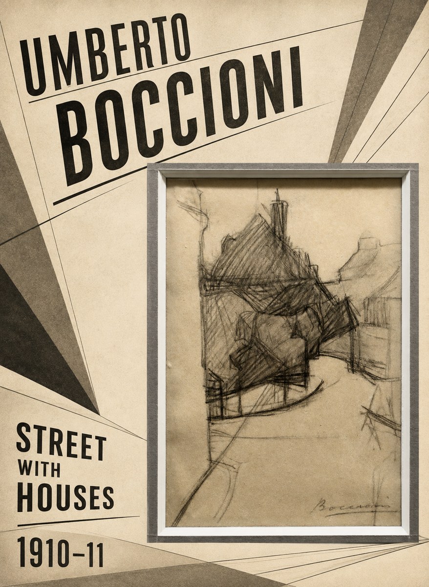 Umberto Boccioni Street with Houses No2 - Affiche
