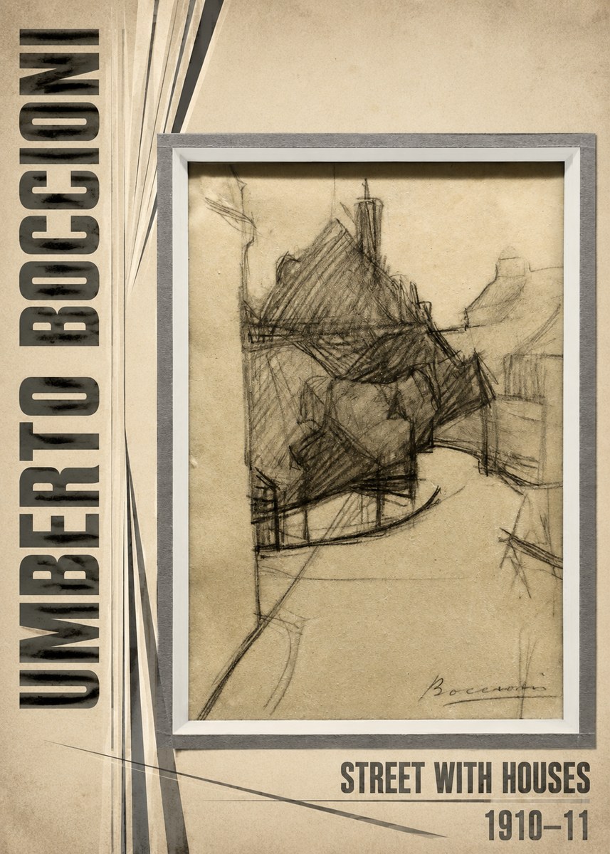 Umberto Boccioni Street with Houses No4 - Affiche