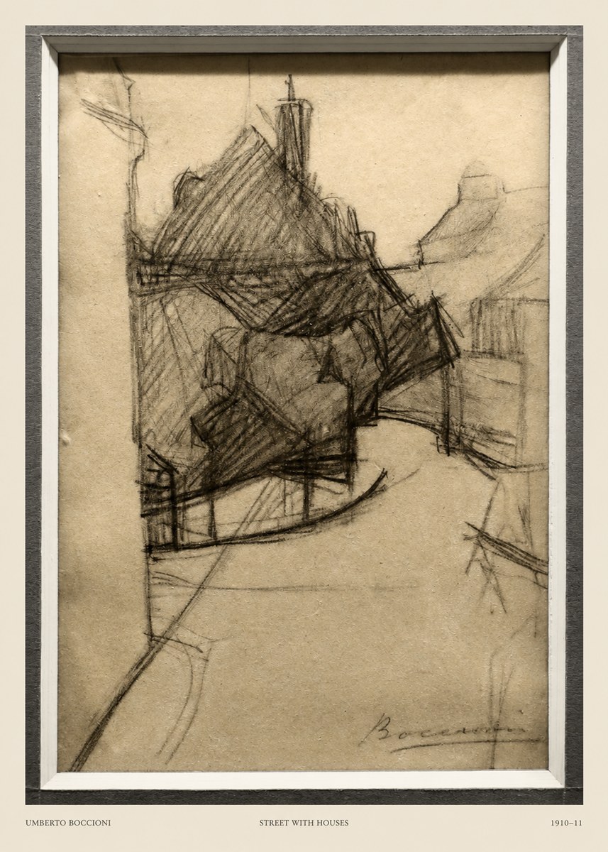 Umberto Boccioni Street with Houses No6 - Affiche