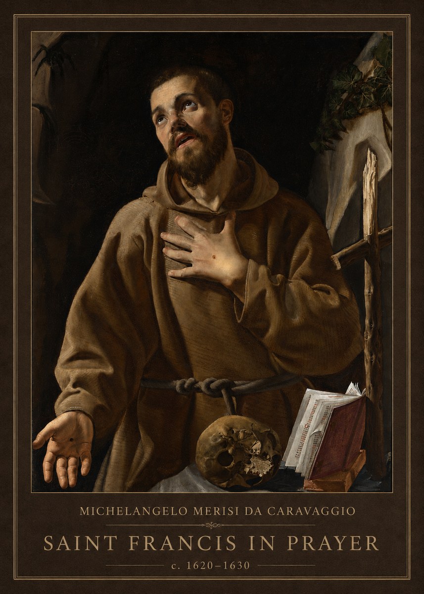 Michelangelo Merisi da Caravaggio Saint Francis in Prayer I No1 - Affiche