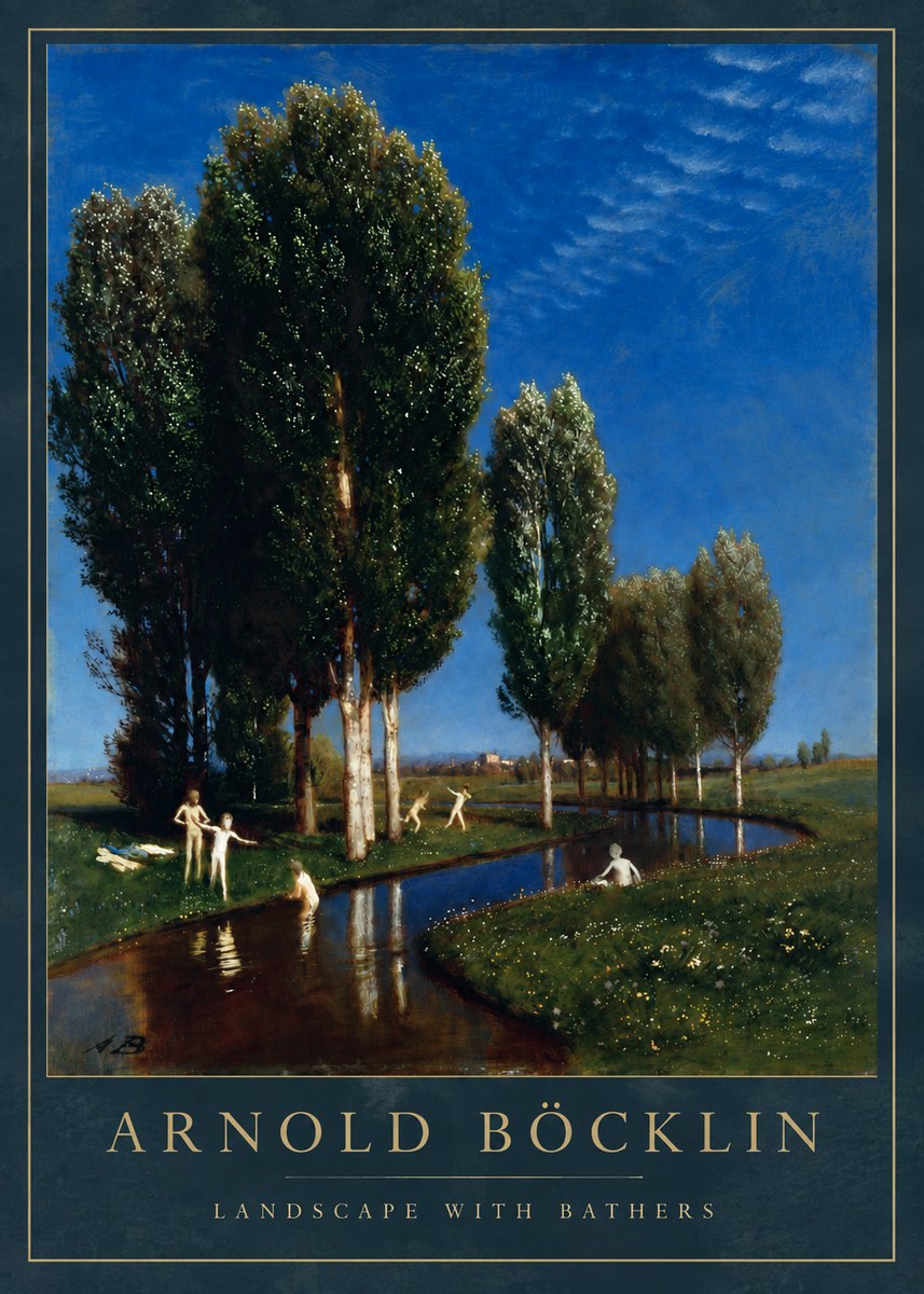 Arnold Böcklin Landscape with Bathers No3 - Affiche