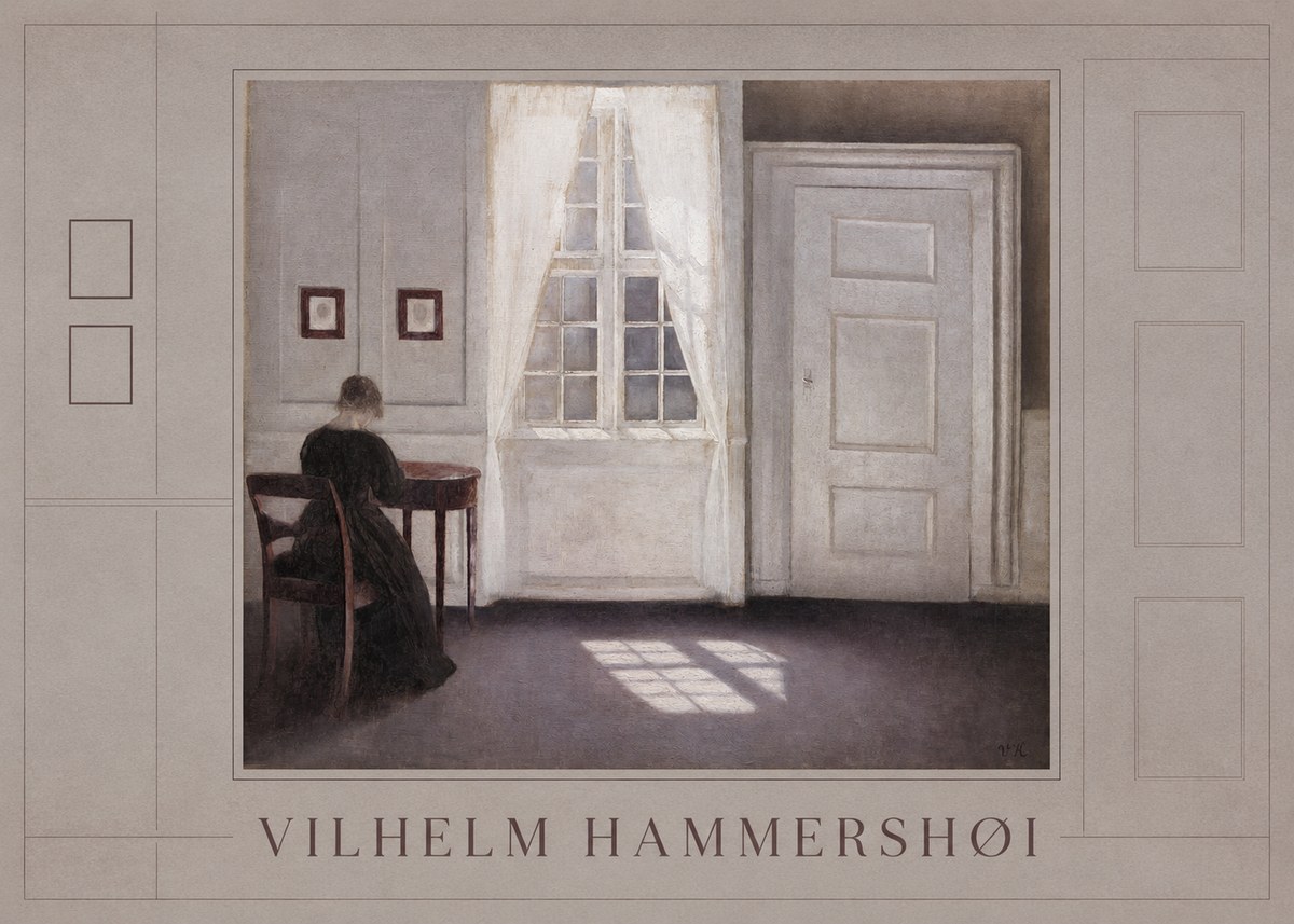 Vilhelm Hammershøi Interior with a Woman from the Back No1 - Affiche