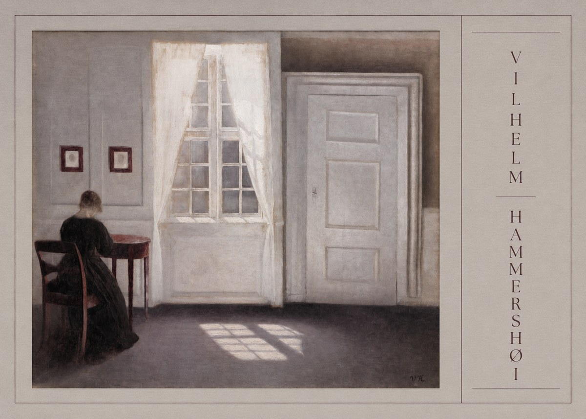Vilhelm Hammershøi Interior with a Woman from the Back No2 - Affiche