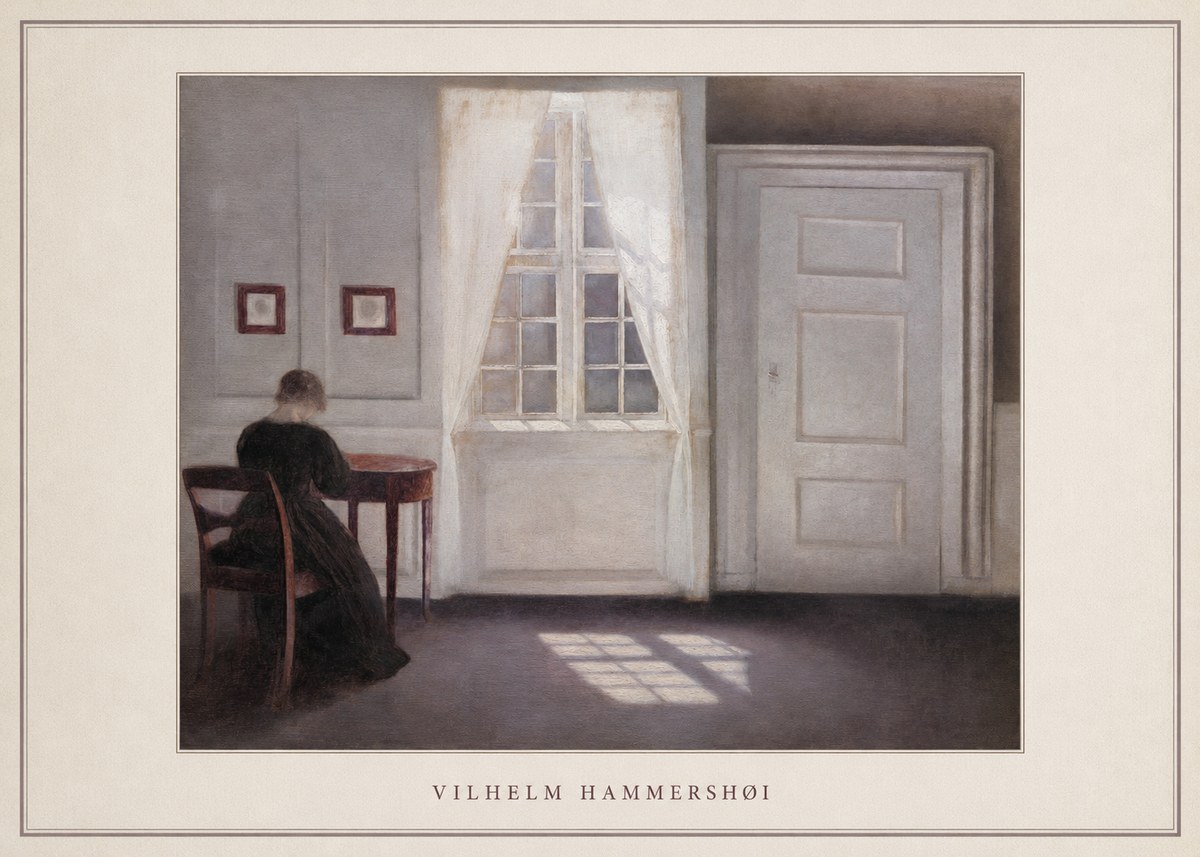 Vilhelm Hammershøi Interior with a Woman from the Back No4 - Affiche