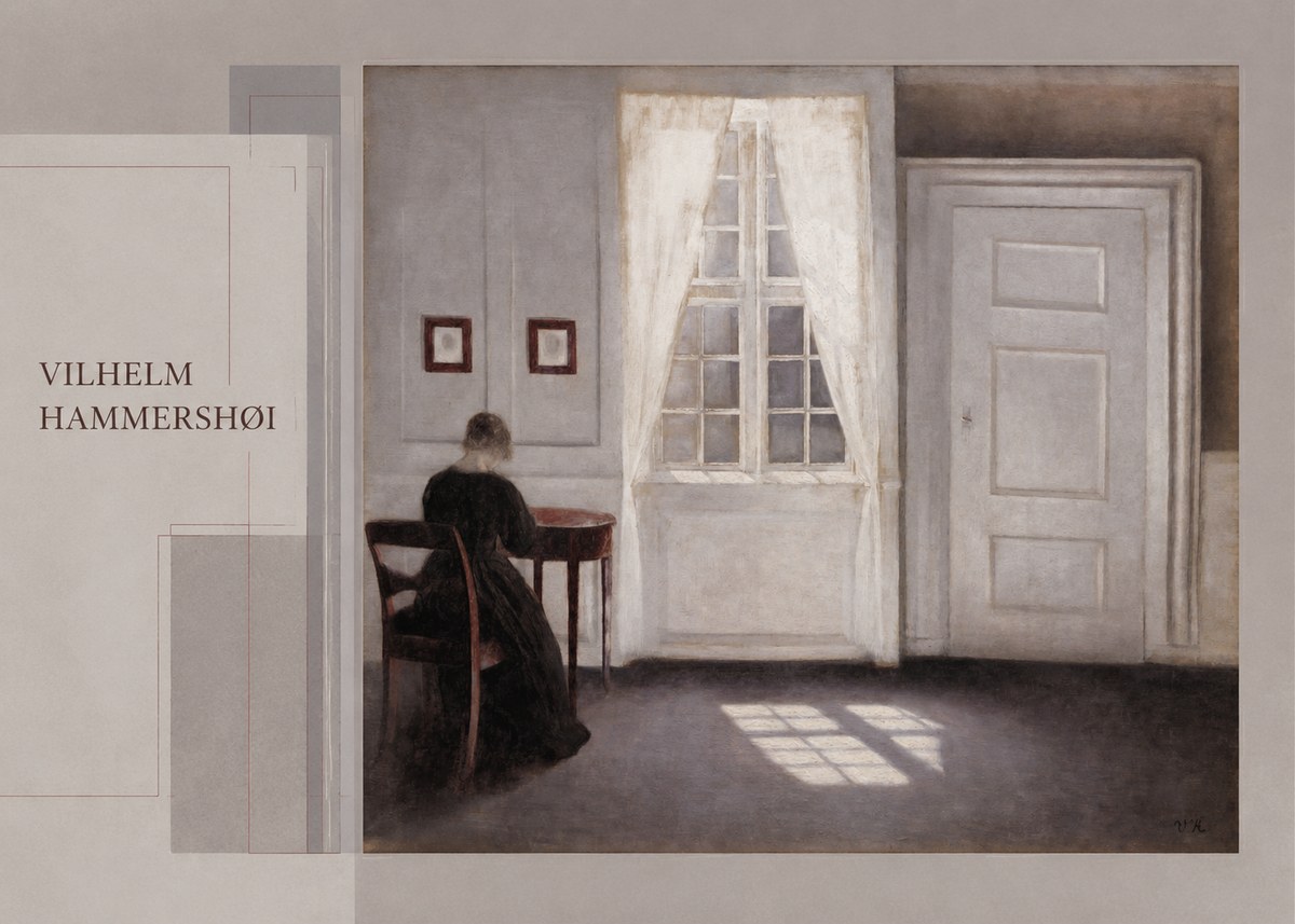 Vilhelm Hammershøi Interior with a Woman from the Back No5 - Affiche