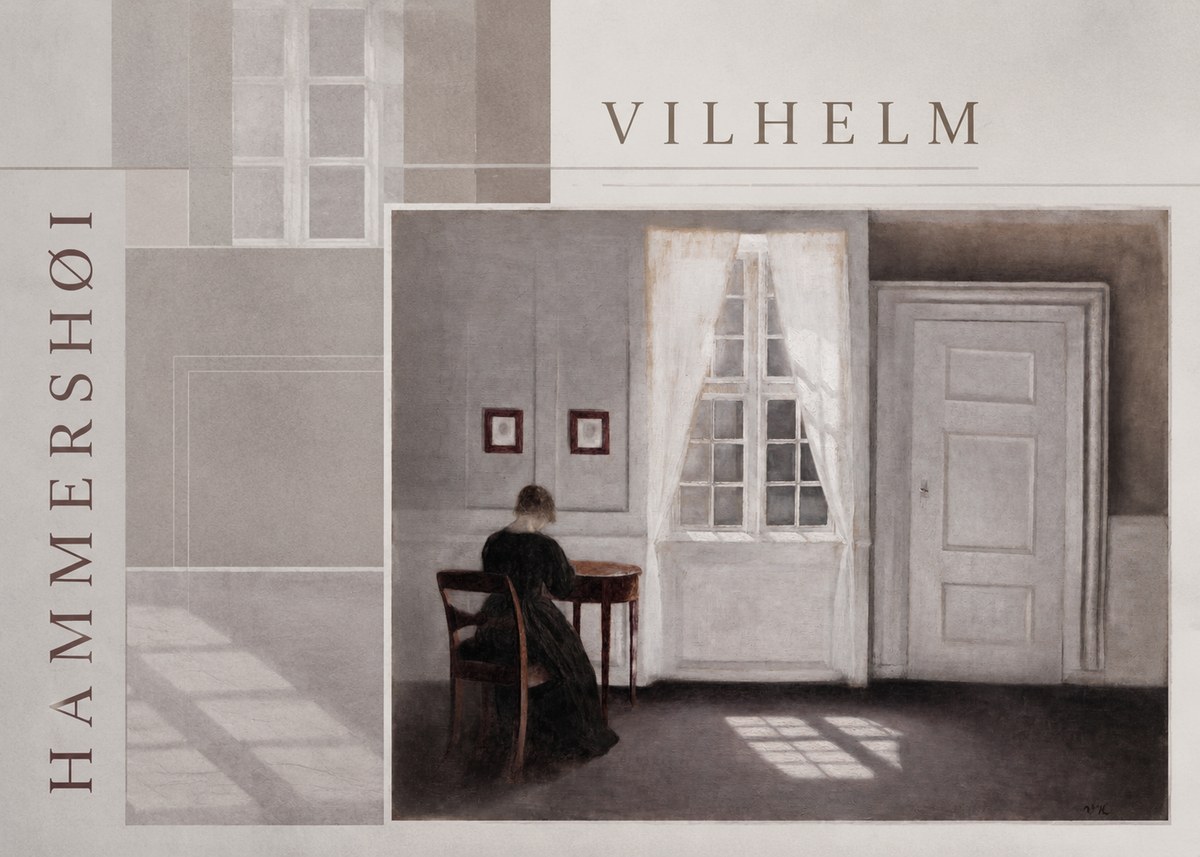 Vilhelm Hammershøi Interior with a Woman from the Back No6 - Affiche
