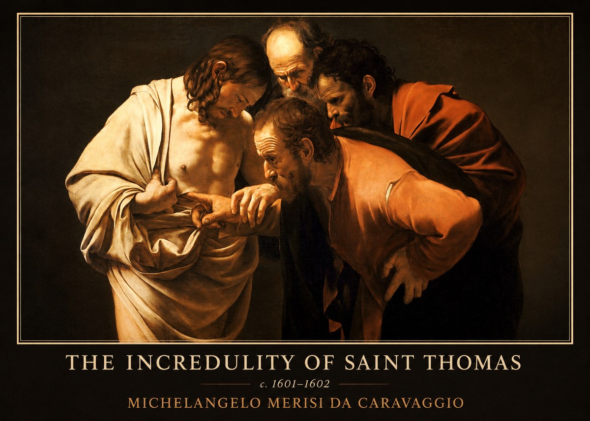 Michelangelo Merisi da Caravaggio The Incredulity of Saint Thomas II No5 - Affiche