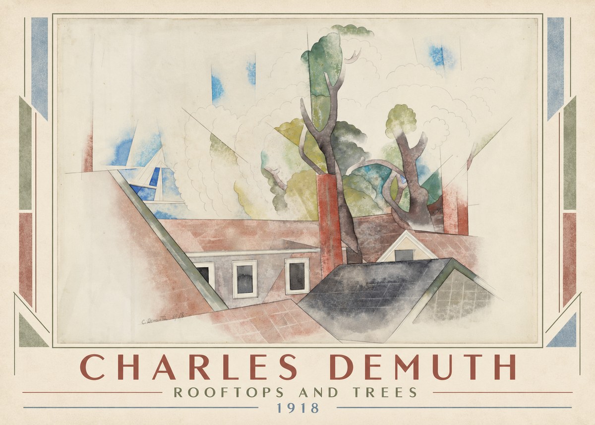 Charles Demuth Rooftops and Trees No1 - Affiche
