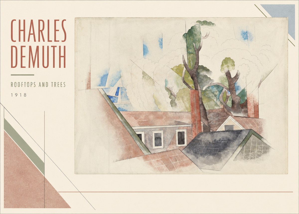 Charles Demuth Rooftops and Trees No2 - Affiche