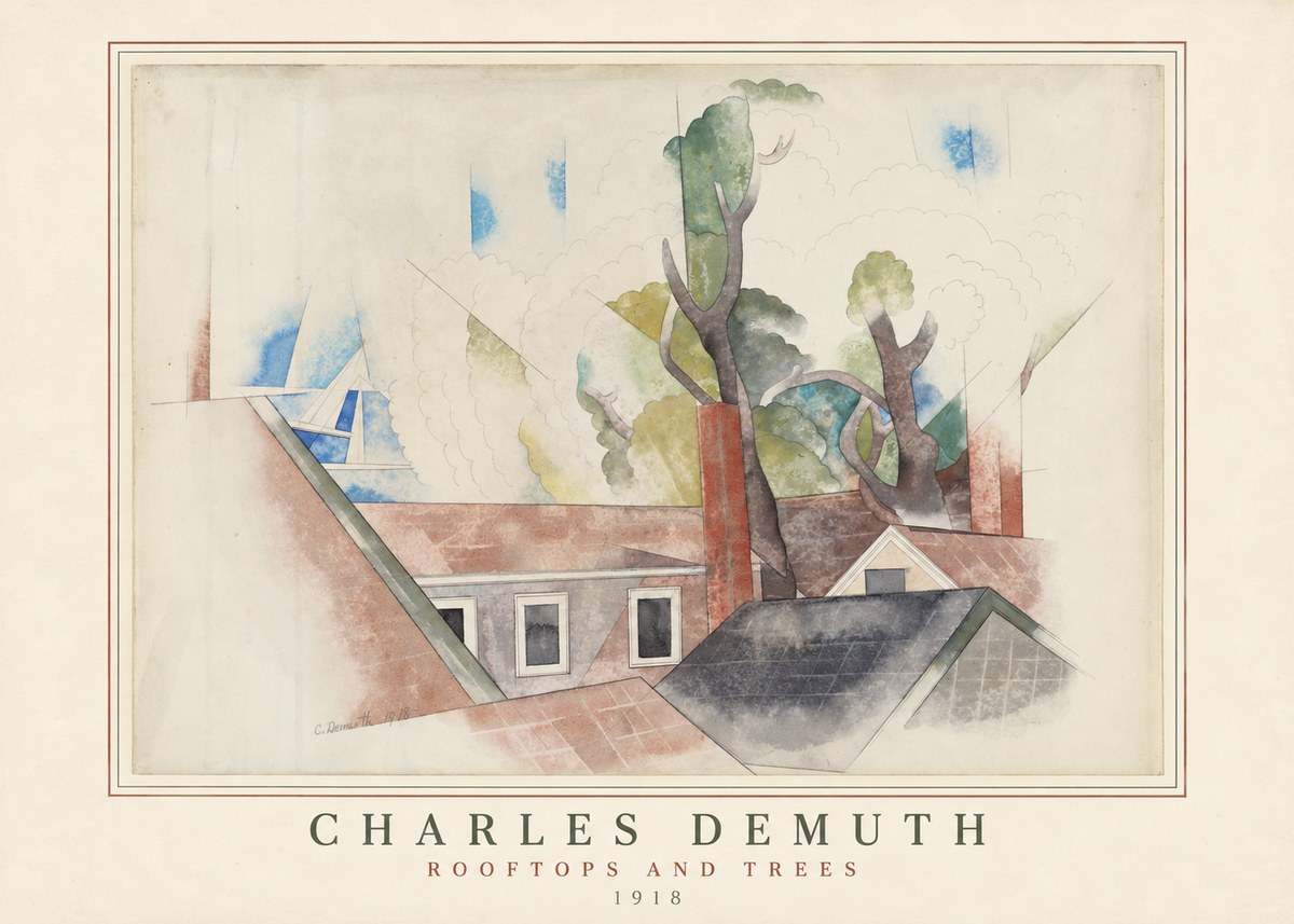 Charles Demuth Rooftops and Trees No3 - Affiche