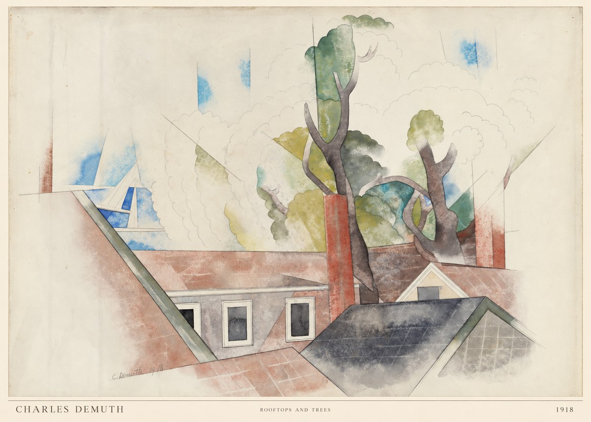 Charles Demuth Rooftops and Trees No6 - Affiche